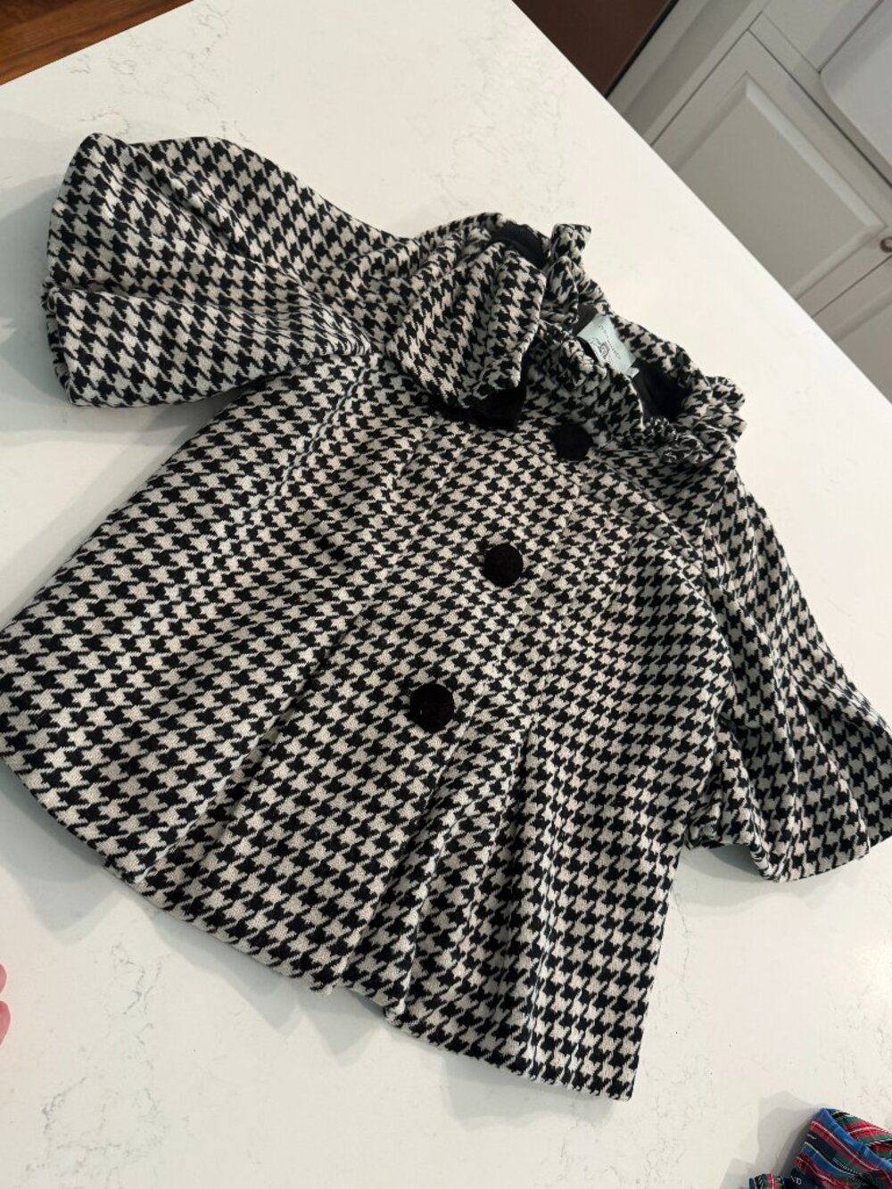 Judith March Houndstooth Cropped Ruffle with bow 3/4 jacket- Large